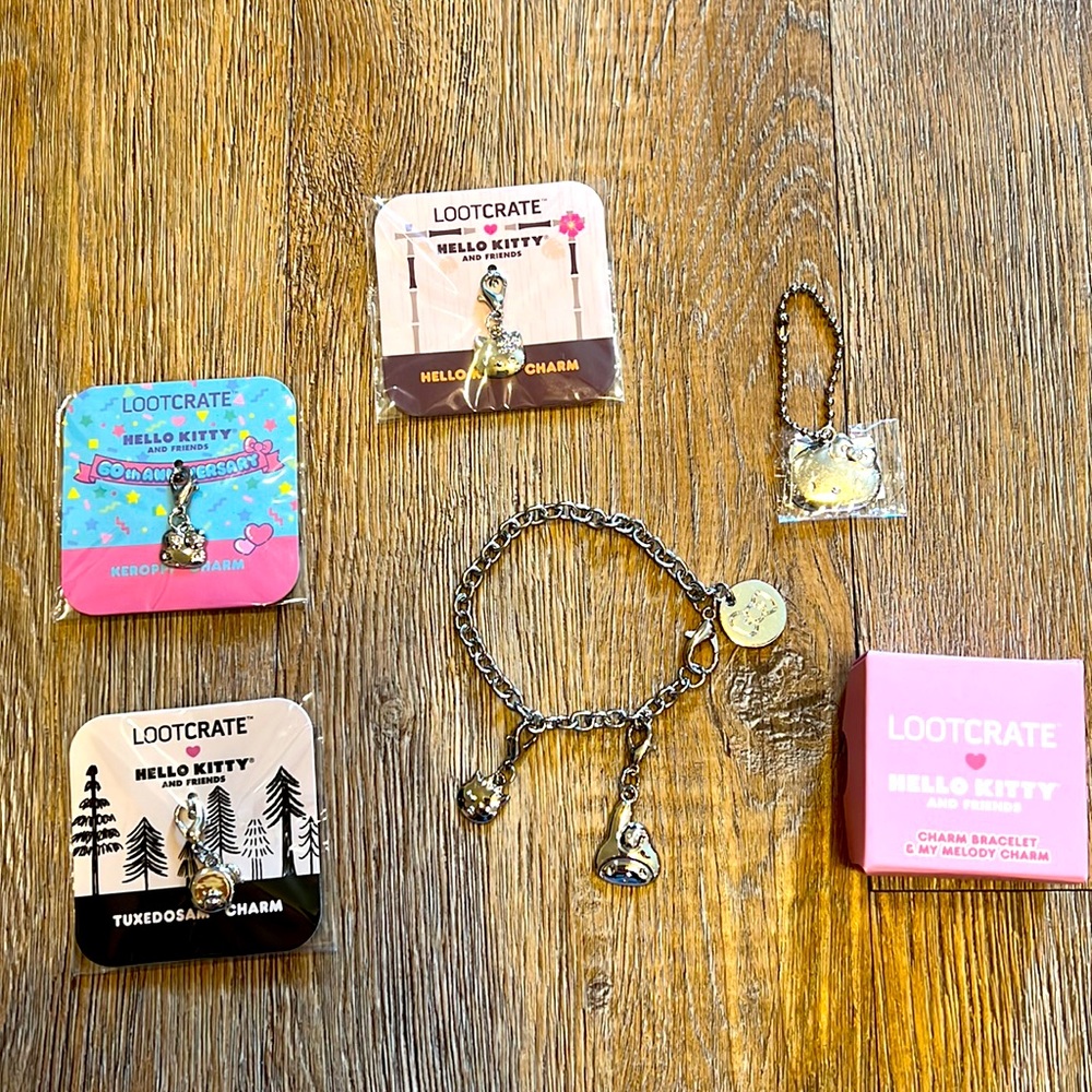 Hello Kitty and Friends Charm Bracelet with Extra Charms - Brand New